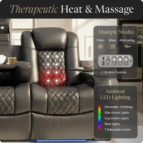 Vista 5 de Seatcraft Anthem LT - Sofá de cine en casa con mesa plegable Negro