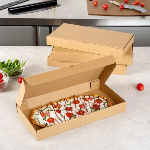 Vista 7 de Restaurantware - Cajas para pizza, 50 unidades, 14 x 7 x 1.5 pulgadas, embalaje de papel de cartón corrugado con bloqueo de pestañas, resistente a