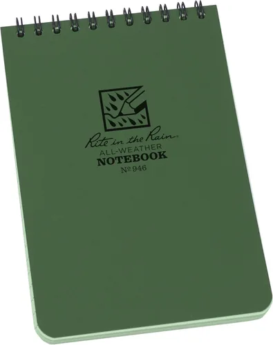 Vista 21 de Rite in the Rain Cuaderno de espiral superior resistente a la intemperie, 4 x 6 pulgadas, cubierta verde, patrón universal, paquete de 6