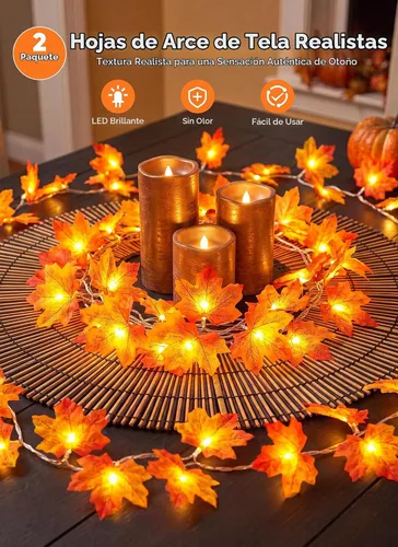Vista 2 de Brightown 2 Pack Fall Garland with Lights Total 20Ft 40LED Fall Decor