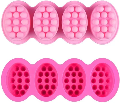 Vista 16 de SJ - 2 moldes de silicona para jabón en barra de masaje para hacer jabones, hechos a mano, antiadherentes y sin BPA (azul y verde menta)