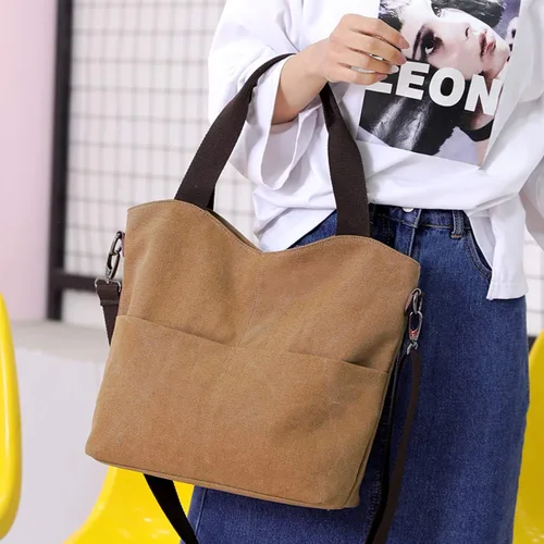 Vista 2 de DOURR Hobo - Bolsos cruzados de lona para mujer, bolso cruzado de moda de algodón