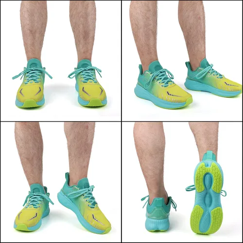 Vista 6 de Tenis acolchados para caminar y correr para hombre, suela gruesa, peso ligero y transpirable para correr todos los días, entrenamiento, atletismo