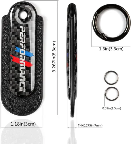 Vista 3 de muekzru Juego de Llavero de Fibra de Carbono y Cuero para Coche, Llavero Universal de Moda y Deportes para Negocios, Regalo de Cumpleaños