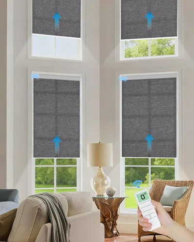 Vista 15 de Tokblind Persianas enrollables motorizadas de filtrado de luz con control remoto, persianas inteligentes para ventanas compatibles con Alexa Google