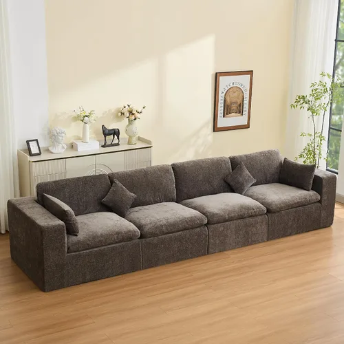 Vista 20 de WUTUTUEE Otomana Cloud de 33.5 pulgadas para sofá modular, cómodo reposapiés tapizado de felpilla con espuma viscoelástica, embalaje totalmente