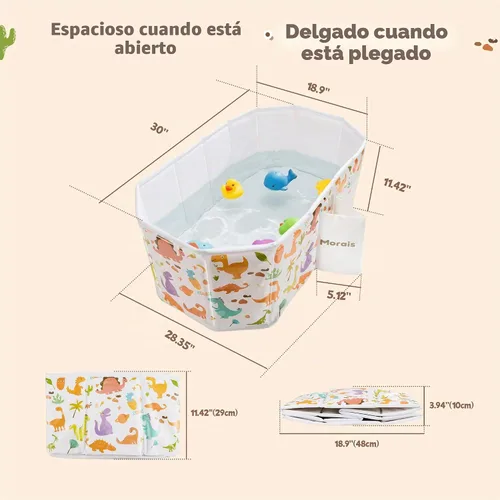 Vista 2 de MORAIS Bañera plegable para bebé, bañera para niños pequeños para ducha Blanco