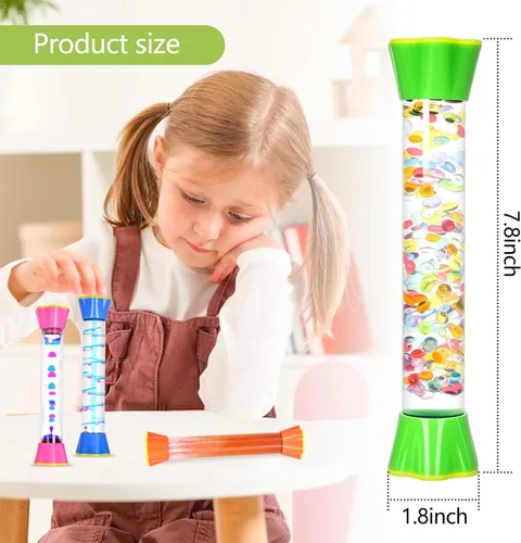 Vista 2 de Paquete de 4 tubos sensoriales, juguete de burbujas de movimiento líquido para niños y adultos, coloridos juguetes relajantes para aliviar