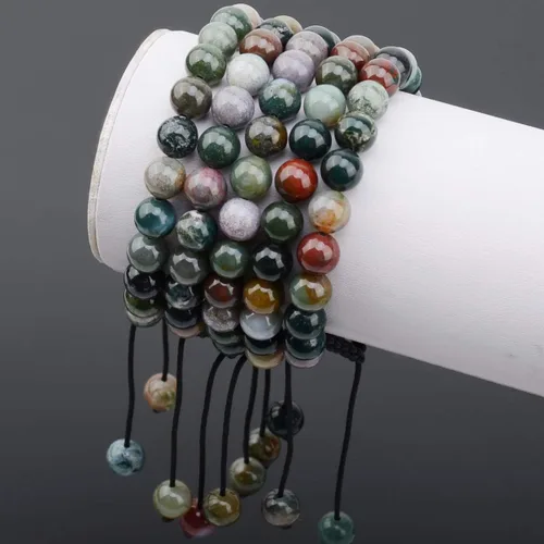 Vista 2 de Massive Beads - Pulsera de cuentas de cristales de macramé con poder curativo natural, unisex, ajustable, 516 pulgadas (8 mm)