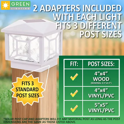 Vista 2 de GreenLighting Luces solares cuadradas geométricas – Se adapta a luces de poste de vinilo de madera/PVC de 4 x 4 y 5 x 5 pulgadas para exteriores