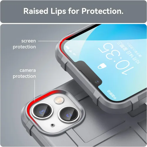 Vista 6 de Funda delgada para iPhone 14 Plus, resistente funda duradera con grado militar a prueba de golpes, gran agarre y protección del lente de la cámara
