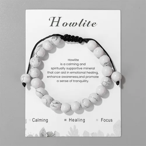 Vista 44 de Pulsera de cristal curativo para mujer de 0.315 in, pulsera de cuentas de cristal natural ajustable hecha a mano, joyería curativa, regalo