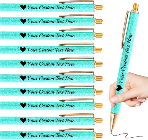 Vista 25 de Bolígrafos personalizados con purpurina con nombre a granel, 10 unidades, bolígrafos personalizados con punta de lápiz digital para mujeres y niñas