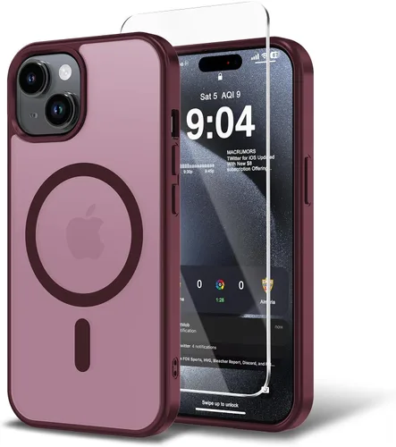 Vista 138 de Funda para iPhone 11 con protector de pantalla, compatible con MagSafe, ultra delgada, translúcida, mate, a prueba de golpes, color negro