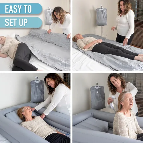 Vista 5 de Circa Air Bañeras Portátiles para Adultos – Bañera Inflable con Bolsa de Ducha de Cabecera y Bomba Eléctrica, Lavado de Cuerpo Completo en la Cama