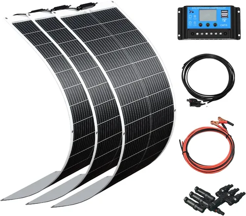 Vista 12 de XINPUGUANG Kit de sistema flexible de panel solar de 200 W 12 V, módulo de fibra de vidrio monocristalino de 2 x 100 W, cable de extensión