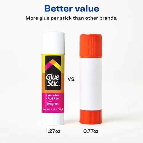 Vista 7 de Avery Glue Stic - Washable, Glue Sticks for Classroom, Crafting, and Office Use, 1.27 oz., Pack of 6, White (98073)