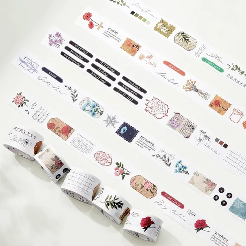 Vista 13 de WT Chonky Cat Washi - Juego de calcomanías de cinta Washi, 4 rollos, diseños originales, calcomanía decorativa de acuarela de lindo gato, calcomanía