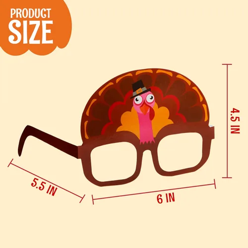Vista 6 de JOYIN 48 lentes de pavo de Acción de Gracias, marco de anteojos de pavo con diseño de calabaza y hojas de arce, accesorios para fotos, anteojos