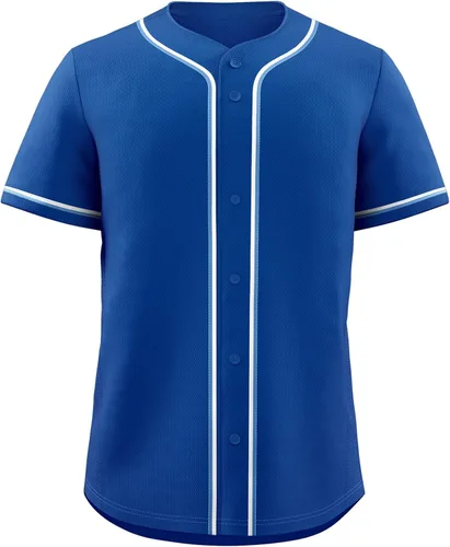 Vista 7 de KXK Camiseta de béisbol en blanco para hombre, camisas casuales con botones, manga corta, uniforme deportivo de equipo activo