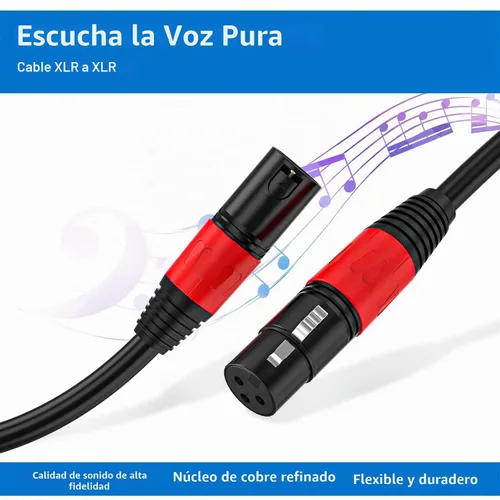 Vista 4 de Paquete de 2 cables XLR de 3.3 pies, cable de micrófono equilibrado de alta calidad con cable XLR de 3 pines macho a hembra, negro, cobre puro