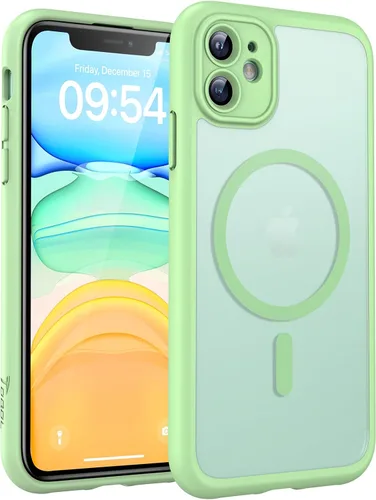 Vista 128 de TOCOL Funda para iPhone 11, compatible con Magsafe, protección completa de cámara, imanes integrados, protección contra caídas, funda translúcida