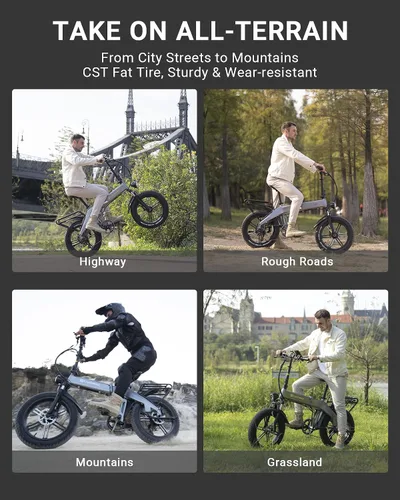Vista 6 de Bicicleta eléctrica para adultos de 12001400 W de pico, 3028 MPH 60 millas, batería de 720 WH 20 x 4.0 neumáticos gruesos plegables para adultos