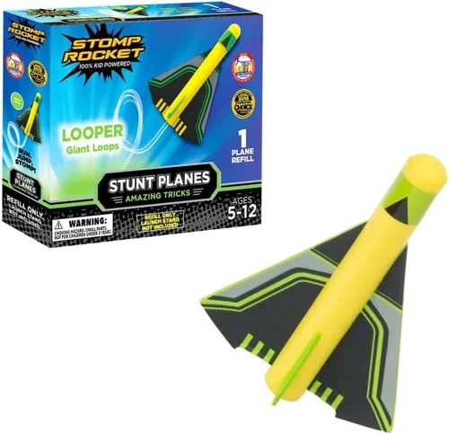 Vista 9 de Stomp Rocket Juguete Lanzador de Avión de Acrobacias para Niños - 3 Aviones de Juguete de Espuma Vuelan Más de 100 Pies - Trucos Únicos y Soporte