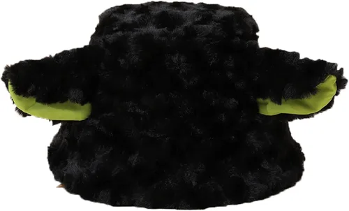 Vista 5 de Lindo sombrero de pescador con orejas de oveja para mujer, grueso, cálido, protección de las orejas, sombrero de pescador, sombrero de felpa peluda
