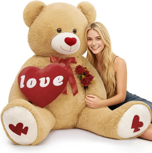 Vista 35 de MorisMos Oso de Peluche Gigante, Oso de 39 Pulgadas, Animales de Peluche Grandes con Huellas Grandes, Osos de Peluche de Regalo para Niños