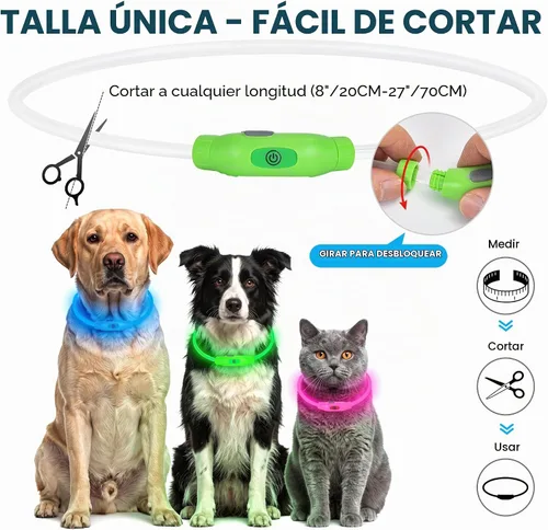 Vista 6 de NOVKIN Collar de perro LED, collar de perro iluminado para caminar por la noche, impermeable IP67, collar para mascotas recargable por USB, luces