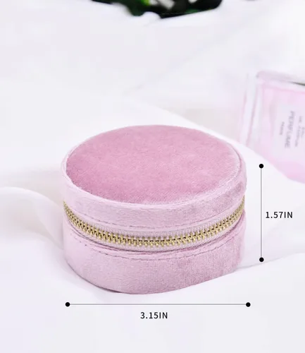 Vista 3 de TAIMY Estuche de viaje pequeño para joyería, mini joyero de viaje redondo para mujeres y niñas, mini cajas organizadoras de viaje para anillos