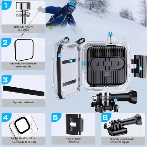 Vista 4 de HONGDAK Carcasa impermeable de 169 pies/196.9 ft para GoPro Hero11 Negro para GoPro 11 mini
