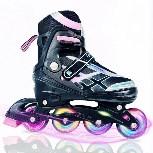 Vista 11 de Patines en línea ajustables para niños y adolescentes de 4 a 16 años, todas las 8 ruedas de patines en línea se iluminan, seguras y divertidas