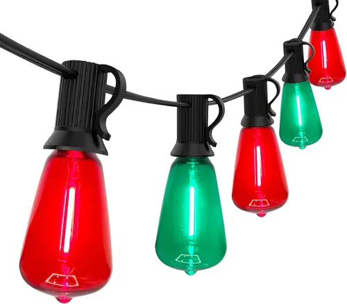 Vista 9 de 25FT LED Outdoor String Lights, ST38 Patio Lights Waterproof with 25 Shatterproof Edison Bulbs, Connectable Outside Hanging Light for Porch, Garden
