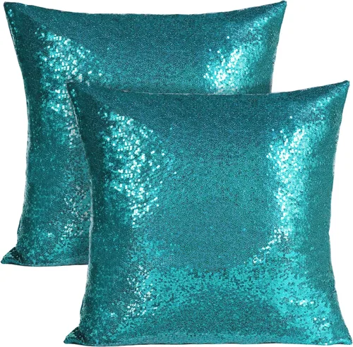 Vista 11 de Poise3EHome - Juego de 2 fundas de almohada de lentejuelas rojas, 18 x 18 Rojo