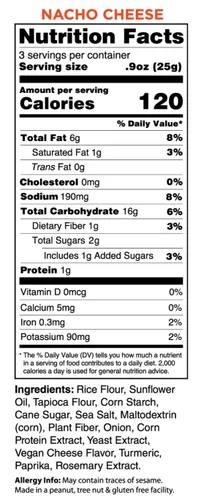Vista 3 de Wai Lana Chips Rice Crisps - Queso Nacho, sin gluten, vegano, sin OMG, 2.65 oz (12 unidades)
