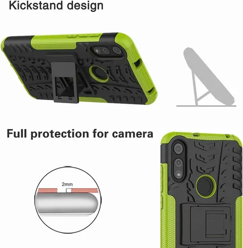 Vista 5 de Funda para teléfono Moto E, Motorola e con protector de pantalla HD, protector de silicona a prueba de golpes con función atril para Moto E (2020)