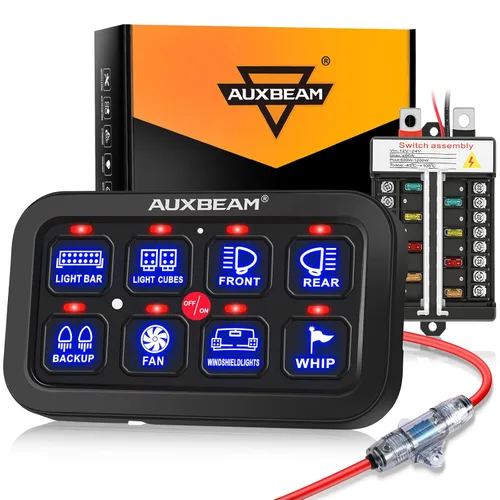 Vista 12 de Auxbeam Panel de interruptor de 6 bandas BC60 Sistema de relé de control de circuito universal, interruptor LED regulable automático, panel