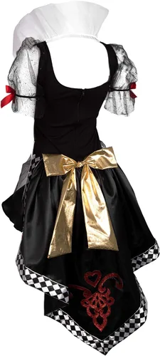 Vista 3 de Queen of Hearts - Disfraz de Halloween para mujer, vestido rojo y corona