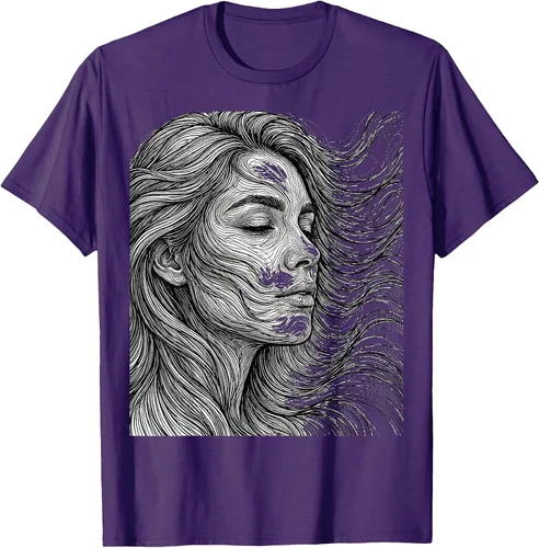 Vista 14 de Wild Hair in the Breeze Illustration T-Shirt Pink