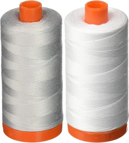 Vista 7 de Aurifil Mako 50wt Hilo 2 Carretes Grandes (Aluminio (2615))