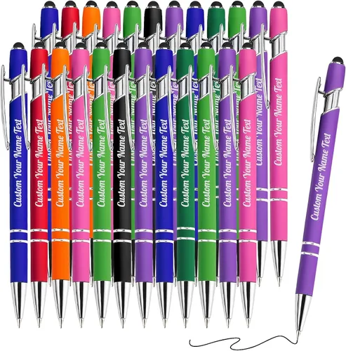 Vista 40 de 12 unidades de bolígrafos personalizados a granel con nombre grabado gratis, bolígrafos de bola personalizados con lápiz óptico, mensaje de texto