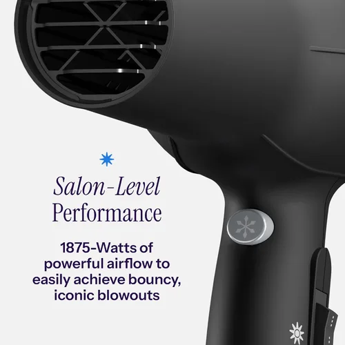 Vista 2 de Hot Tools Pro Artist Turbo - Secador de pelo iónico, 1875 W de alto flujo de aire para secado rápido, diseño ligero, control de encrespamiento