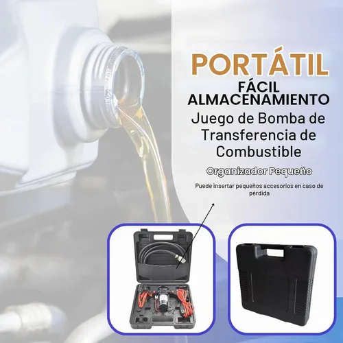 Vista 4 de Kit de bomba de transferencia de combustible con estuche de transporte, bomba de transferencia de combustible eléctrica de 12 voltios, bomba