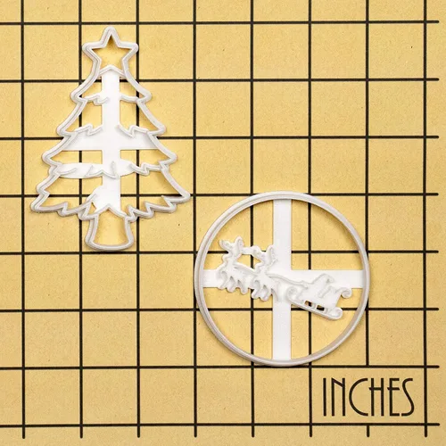 Vista 5 de Juego de 2 cortadores de galletas de Navidad (diseños: árbol de Navidad y Papá Noel con reno), 2 piezas - Bakerlogy