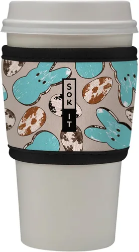 Vista 33 de Sok It HotSok Coffee & Tea - Funda de neopreno con aislamiento reutilizable (floral abstracto)