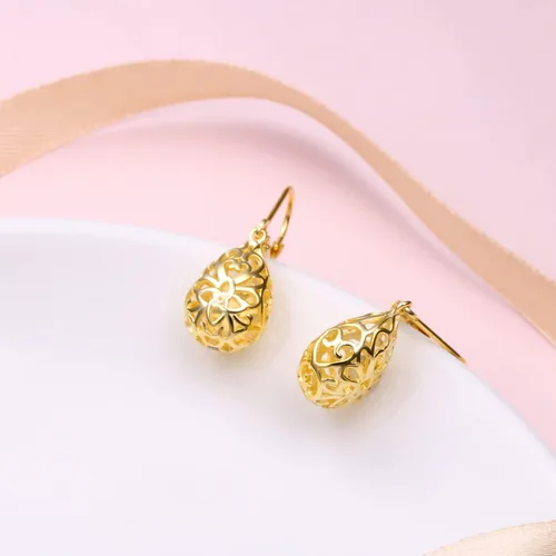 Vista 35 de Aretes colgantes de filigrana de plata de ley 925, margarita, loto, flor de rosa, piedra lunar, lágrima para mujer, nudo celta infinito, margarita