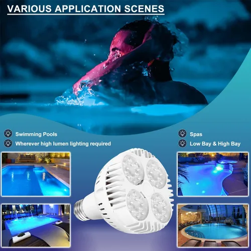 Vista 3 de Bonbo PAR38 OSRAM de 65w luces para piscina de led, luces para pileta de natación, Blanco