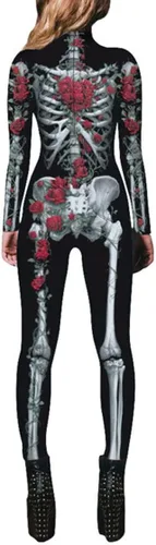 Vista 2 de Women's Halloween Cosplay Costume 3D Print Skeleton Skull Printed Bodycon Tights Jumpsuits Bodysuit